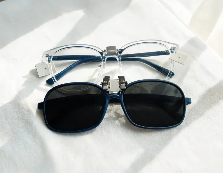 Custom clip on sunglasses for prescription glasses application illustration